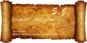 Simkó Jácint névjegykártya